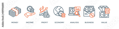 Cash flow banner concept for business and finance circulation with icon of money, income, profit, economy, analysis, business, and value. Web icon vector illustration
