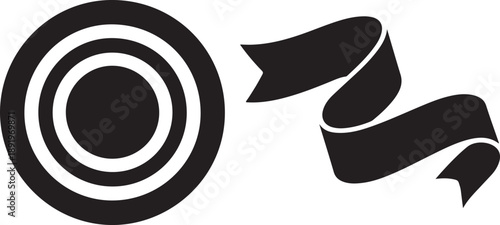 Target and ribbon isolated graphic elements for website banners or marketing collateral