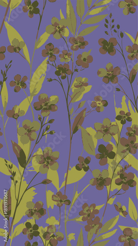 Vintage seamless floral pattern. Liberty style background of small golden orange flowers. Small flowers scattered over a white background. Stock vector for printing on surfaces. Realistic flowers.