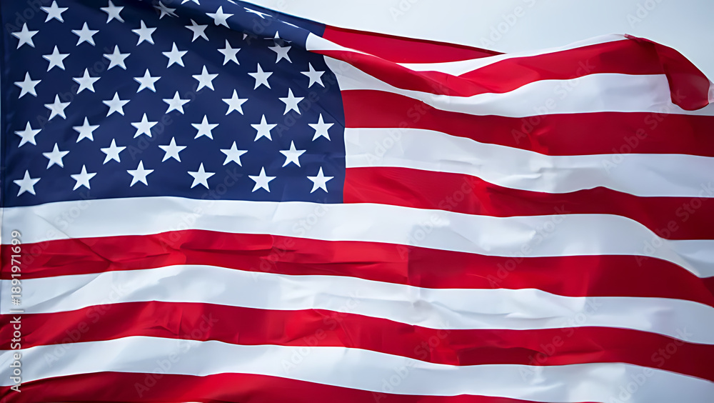 Fototapeta premium American flag waving in the wind
