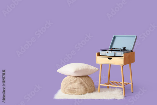 Vinyl record player on wood...