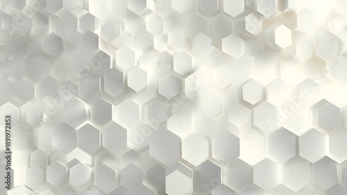 Seamless futuristic 3d wallpaper featuring an abstract geometric background of white circles and cubes with a blue honeycomb hexagon pattern for business and technology design