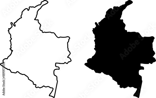 Colombia country border map outline and silhouette vector graphic isolated image decal