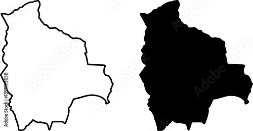 Bolivia country border map outline and silhouette vector graphic isolated image decal