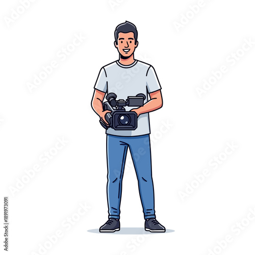 Filmmaker Holding Professional Video Camera