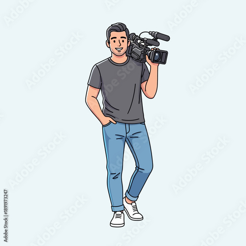 Videographer with professional camera