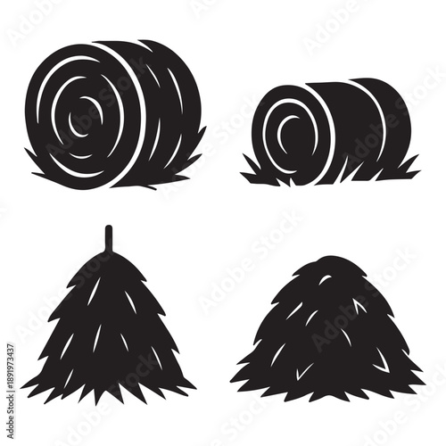 Agricultural hay and straw icons vector