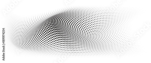 	
Flowing Wave Dot Halftone Pattern: Curve Gradient Shape on Transparent Background. Suitable for AI, Tech, Network, Digital, Science, and Technology Themes.