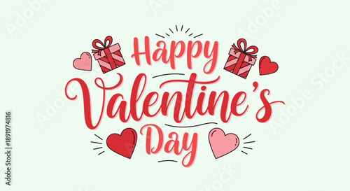 Valentines Day Greeting Card with Hearts.