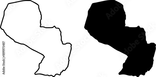 Paraguay country border map outline and silhouette vector graphic isolated image decal