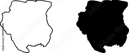 Suriname country border map outline and silhouette vector graphic isolated image decal