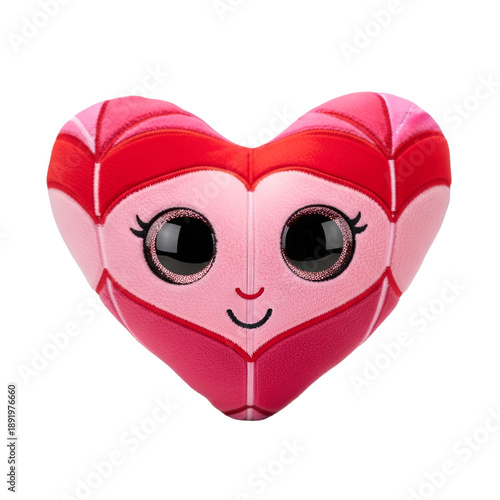 Cute Pink Heart Shaped Plush Toy with Big Eyes and Smile