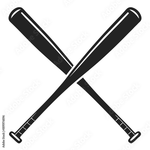 Two crossed baseball bats are silhouetted against a white background.