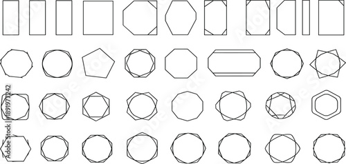 Collection of various geometric shapes in different orientations and configurations displayed in a grid pattern