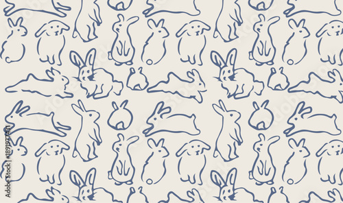 Rabbit seamless repeating pattern vector for packaging, wallpaper, decorative background, textile, fabric, and surface design - Vector pattern pack