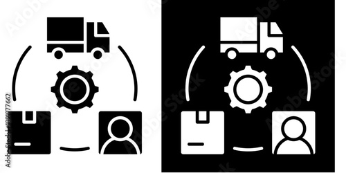 Supply Chain  Icon Set White Glyph Style Collection