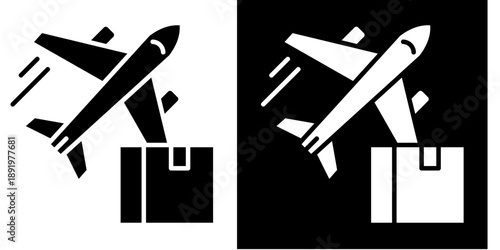 Air Freight  Icon Set White Glyph Style Collection