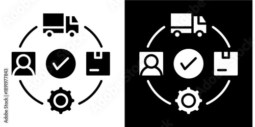 Circular Supply Chain  Icon Set White Glyph Style Collection