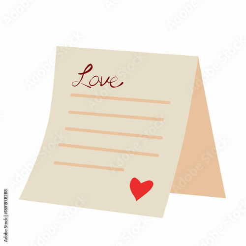 Love Letter Paper in Flat Style for Romantic Writing