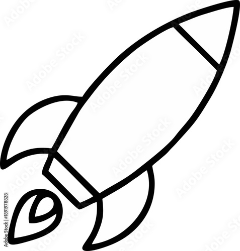 Simple Rocket Ship Line Art Space Exploration Vector Icon