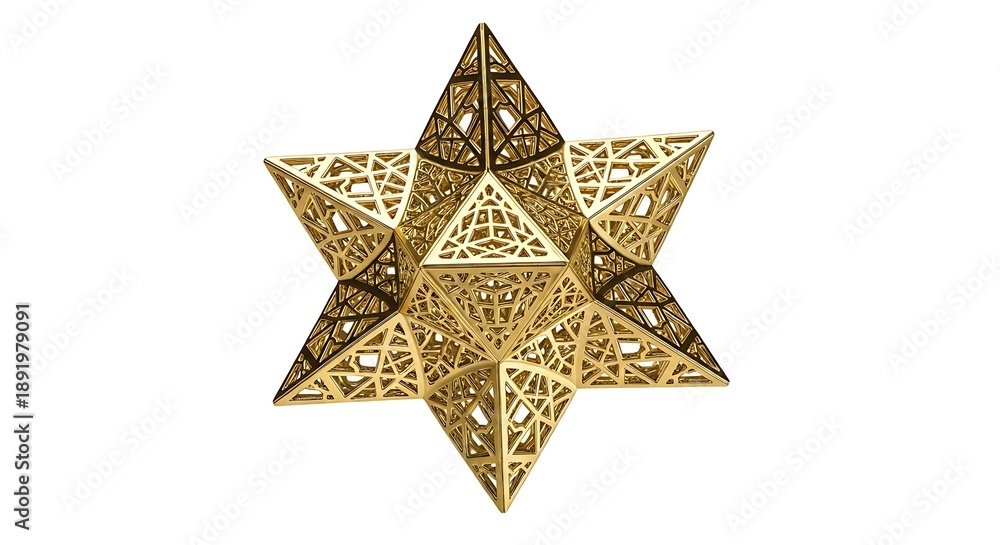 Fototapeta premium Golden Star of David Ornament on White.