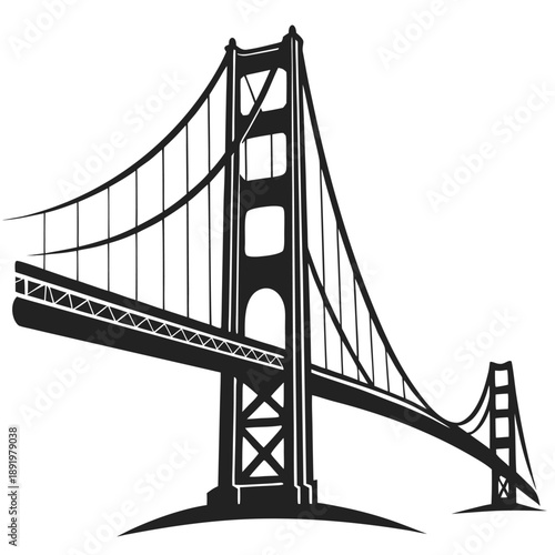 A stylized illustration of the iconic Golden Gate Bridge in San Francisco.