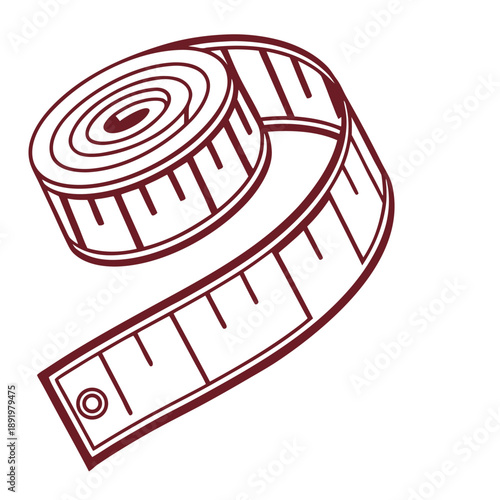 A rolled-up tape measure displays measurements and markings for precision.
