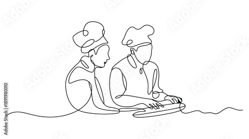 Black Line Two People Sitting Back to Back on Ground Relaxing black and white line people sitting relaxed pose