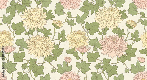 Vintage Floral Pattern with Soft Pastel Colors for Textile Design 1.