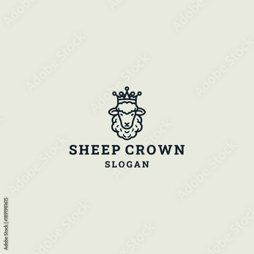 Sheep crown logo template vector illustration design