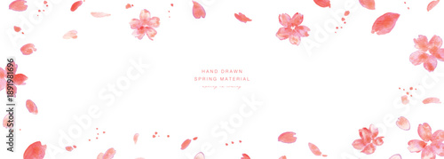 桜イラスト。水彩画で描いた桜の春背景。桜のベクターイラスト。春の桜フレーム。
Cherry blossom illustration. Spring background with watercolor cherry blossoms. Cherry blossom vector illustration. Spring cherry blossom frame.