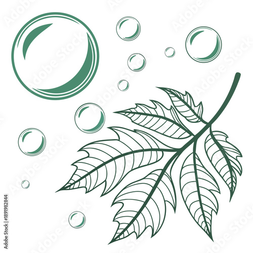 Organic 3D emerald green bubble with a realistic leaf vein texture and nature-inspired design