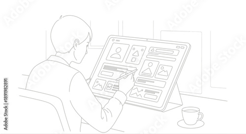 Man using digital tablet to manage online profiles at home  