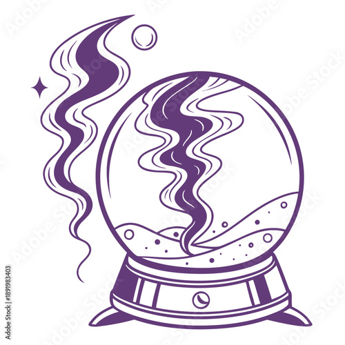 Mystical 3D lavender orb containing swirling white smoke wisps and a magical glow