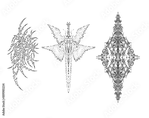 tribal cybersigilism tattoo design