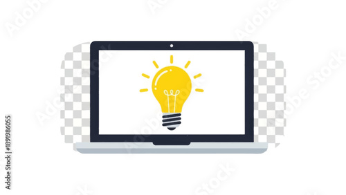 Laptop Screen Displaying Yellow Light Bulb Icon.