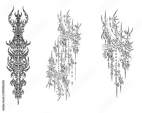 tribal cybersigilism tattoo design