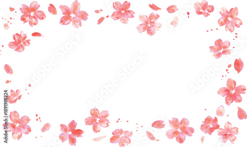 桜イラスト。水彩画で描いた桜の春背景。桜のベクターイラスト。春の桜フレーム。
Cherry blossom illustration. Spring background with watercolor cherry blossoms. Cherry blossom vector illustration. Spring cherry blossom frame.