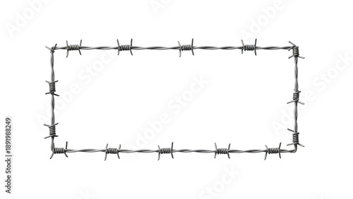 Obraz na płótnie Barbed wire rectangle frame isolated on transparent background