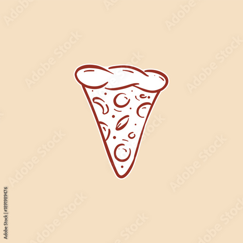 Single pizza slice hand drawn illustration outline doodle