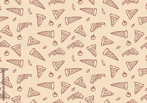 italian pizza slices hand drawn sketch doodle seamless pattern background