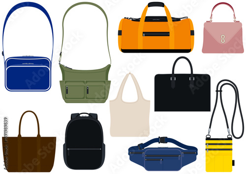 色々なバッグのイラストセット