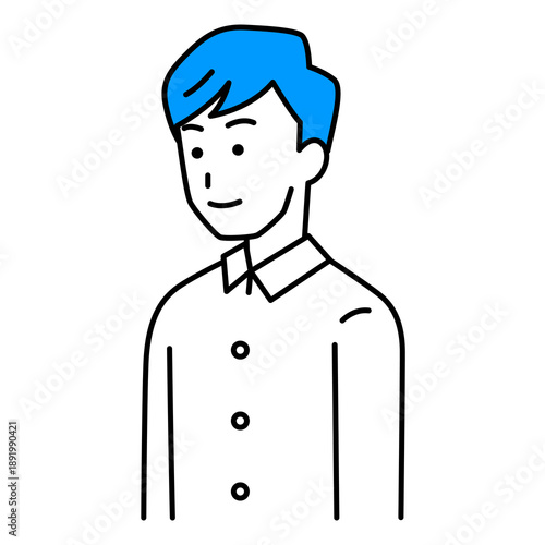 まっすぐ前を向いている若い男性