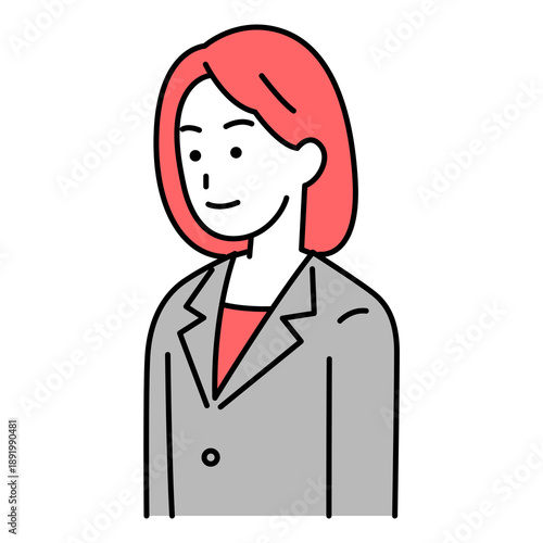 まっすぐ前を向いているスーツの女性