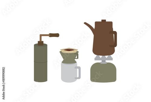 キャンプ用のコーヒーのハンドドリップセット