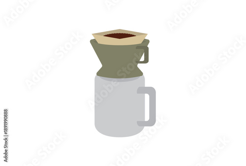 コーヒードリッパーを乗せたマグカップのイラスト