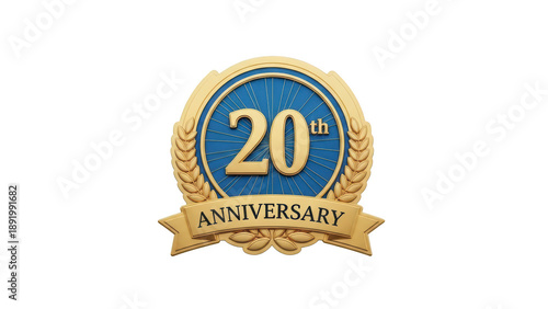 Celebrating 20th anniversary isolated on transparent background