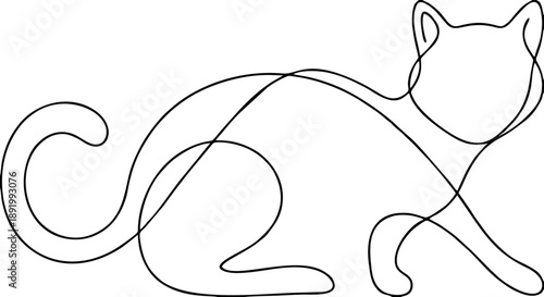 Minimalist Cat One Line Continuous Drawing Abstract Vector Illustration