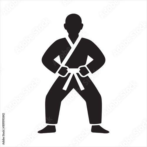 Karate practitioner in stance Vector on white background 
