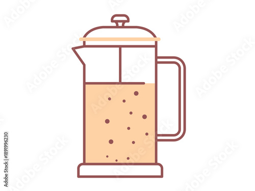 French press icon. Cafe icon design. Colored icon style. Simple filled and outline icon.